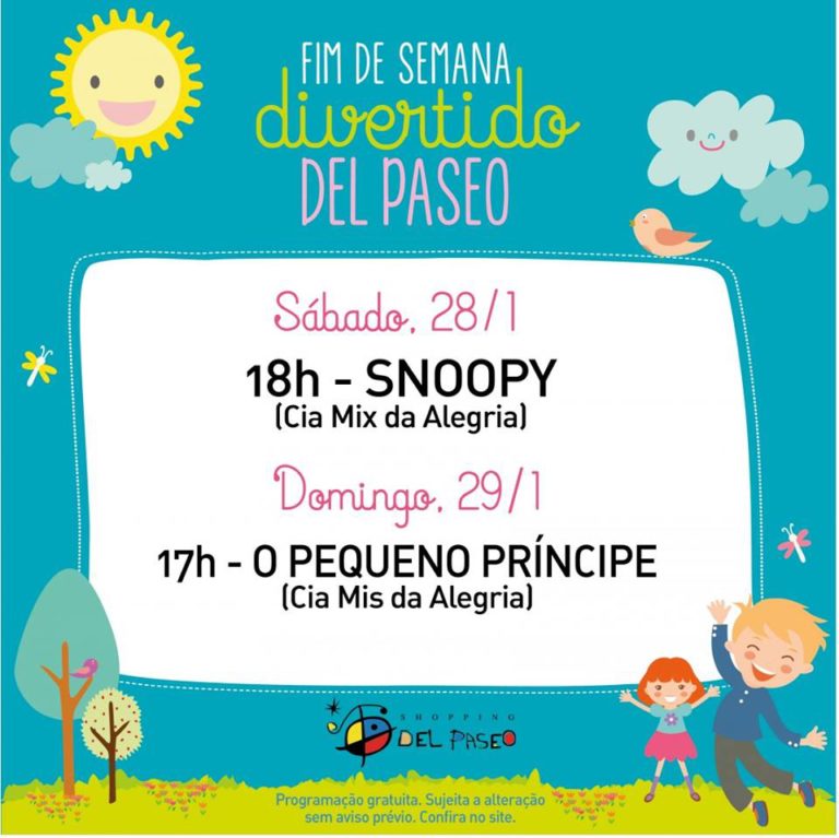 Peças Snoopy e O Pequeno Príncipe são as atrações deste fim de semana no Del Paseo