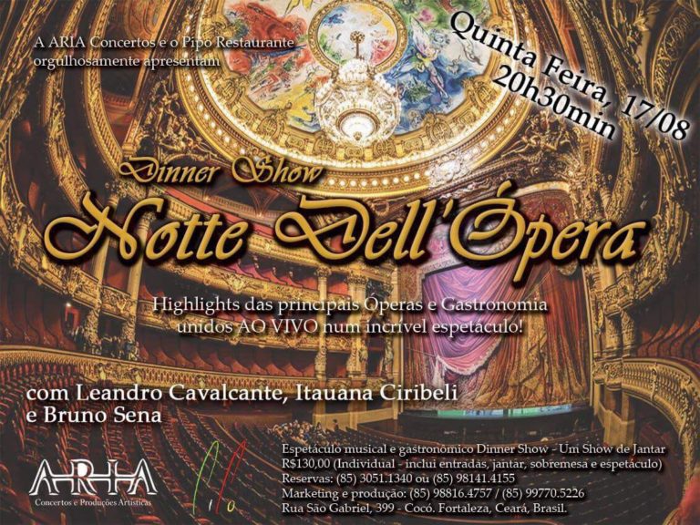 Pipo Restaurante promove show “Notte Dell´Ópera”