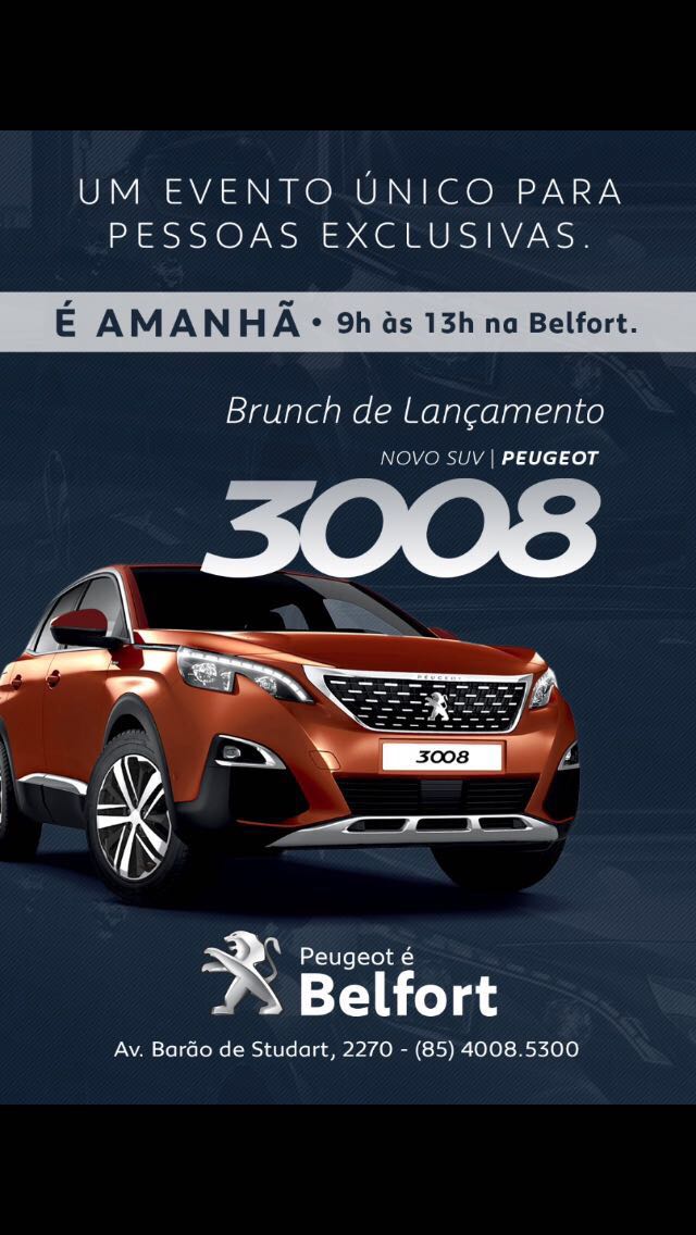 Belfort realiza neste sábado o lançamento do novo Peugeot 3008
