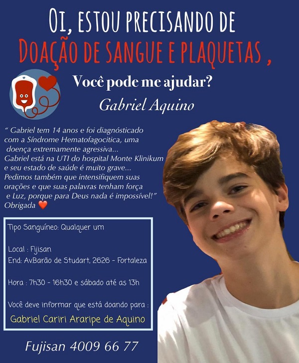Doação De Sangue E Plaquetas Para Gabriel Aquino