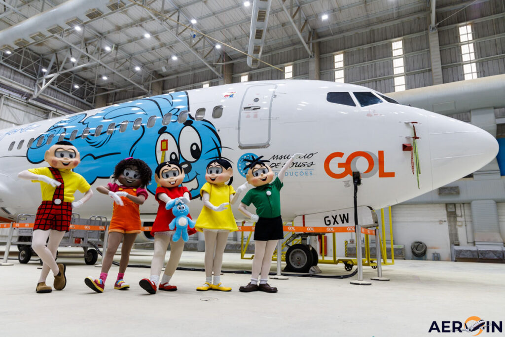 Gol apresenta avião temático em homenagem aos 60 anos da Mônica; veja