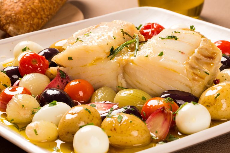 A Typical Portuguese Dish With Codfish Called Bacalhau Do Porto